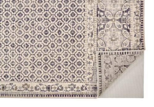 Feizy Rugs Kano Distressed Geometric Floral Area Rug - Charcoal Gray/Ivory Perspective: bottom