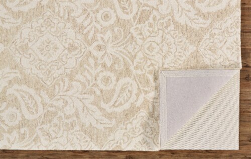 Feizy Belfort Modern Floral Paisley Area Rug - Latte Tan/Ivory Perspective: bottom