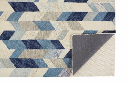 Feizy Rugs Arazad Tufted Graphic Chevron Area Rug - Cobalt Blue/Ivory Perspective: bottom