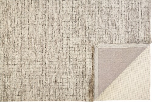 Feizy Belfort Modern Crosshatch Area Rug - Ivory Sand/Charcoal Gray Perspective: bottom