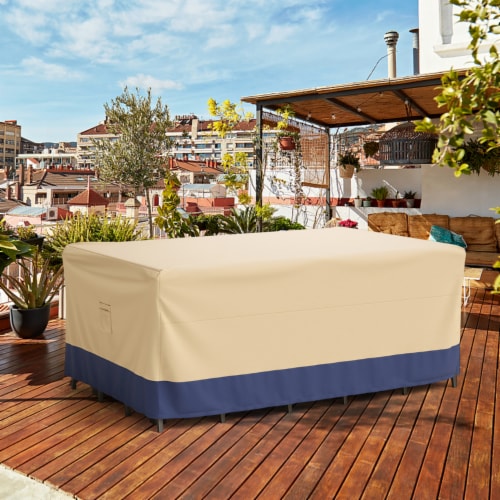 Rectangular Outdoor Dining Set Cover Waterproof Patio Table w/ Air