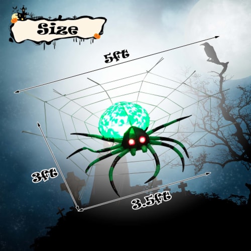 Costway 5 FT Long Halloween Inflatable Spider with White Net Yard Decor w/Rotating Light Perspective: bottom