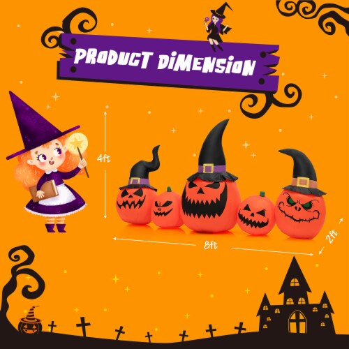 Costway 8 Ft Tall Inflatable Pumpkin Family Waterproof Halloween Yard Decoration w/LED Lights Perspective: bottom