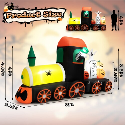 Costway 8ft Long Halloween Inflatable Skeleton Ride on Train LED Lighted Halloween Decor Perspective: bottom