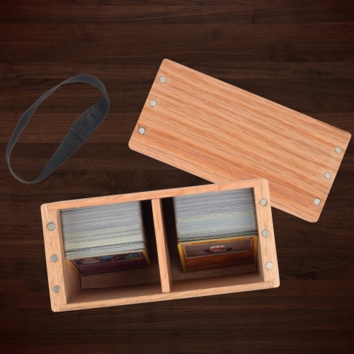 Monster Wooden Double Deck Box w Strong Magnetic Lid & Security Band-Holds 250 Sleeved Cards Perspective: bottom
