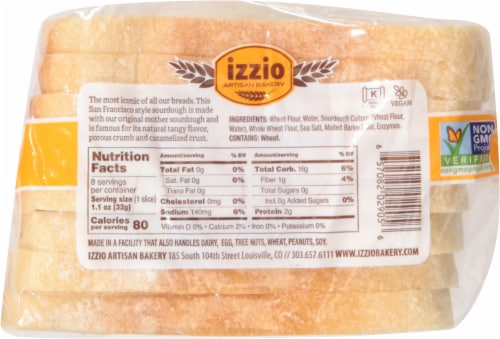 Izzio San Francisco Style Sourdough Sliced Bread 8 Count Perspective: bottom