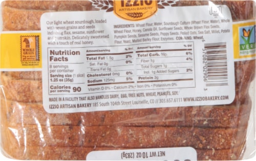 Izzio Lucky 7 Multigrain Sliced Bread 8 Count Perspective: bottom