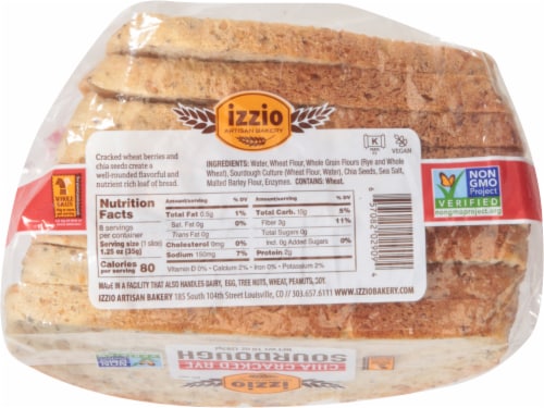 Izzio Chia Cracked Rye Bread 8 Count Perspective: bottom