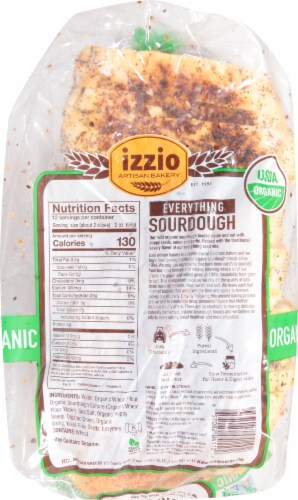 Izzio Artisan Bakery Everything Sourdough Artisan Bread Perspective: bottom
