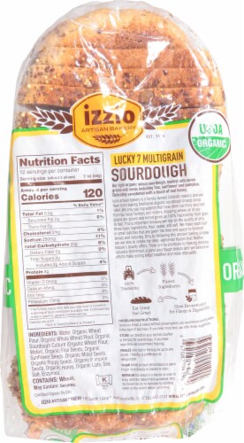 Izzio Artisan Bakery Lucky 7 Multigrain Sourdough Bread Loaf Perspective: bottom