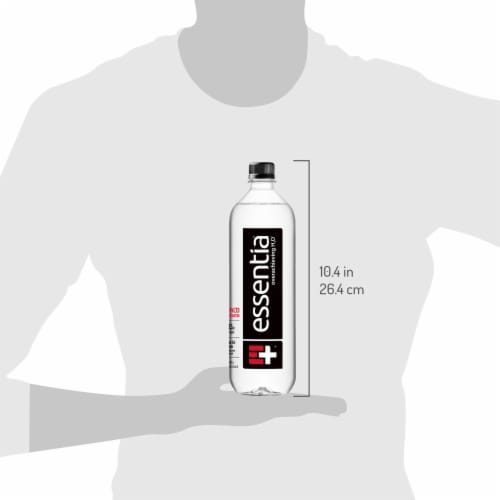 Essentia Bottled Water One Liter Bottle Ionized Alkaline Water Perspective: bottom