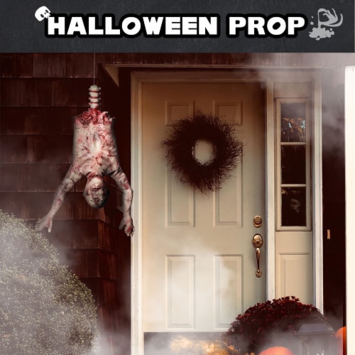 37 Animated Halloween Prop Half Body Skinned Hanging Corpse Torso Haunted House Decor Perspective: bottom