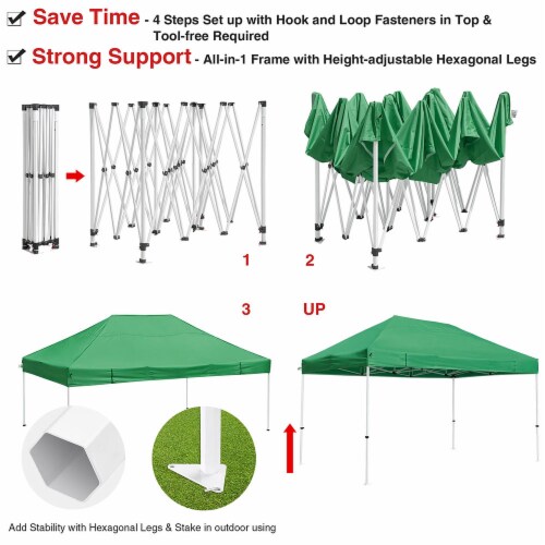 Instahibit 10x15ft Pop Up Canopy Tent Commercial Instant Shelter 550D Oxford Canopy with Perspective: bottom