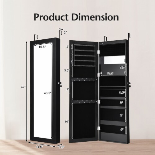 Slickblue Lockable Wall Door Mounted Mirror Jewelry Cabinet w LED Lights 1 Unit Fry s Food Stores