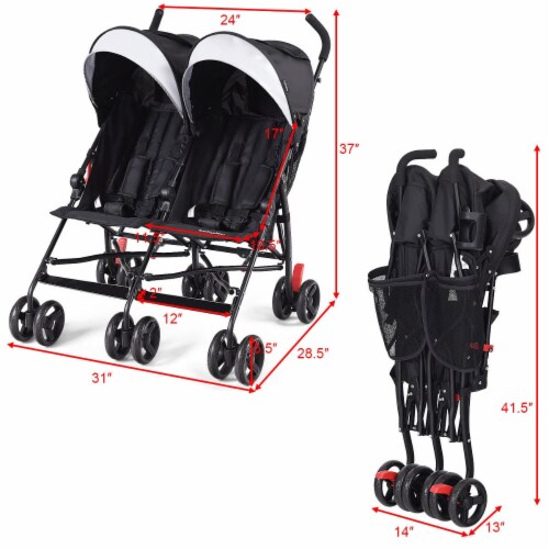 Slickblue Foldable Twin Baby Double Stroller Ultralight Umbrella Kids Stroller Black 1 Unit Smith s Food and Drug
