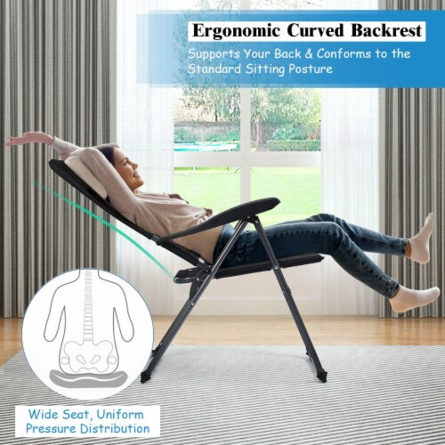 Slickblue Set of 4 Patio Folding Chairs with Adjustable Backrest Black 4 unit Fry s Food Stores