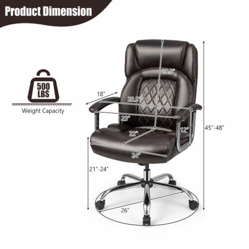 Slickblue Height Adjustable Big and Tall Office Chair Computer Desk Chair with Metal Base Perspective: bottom