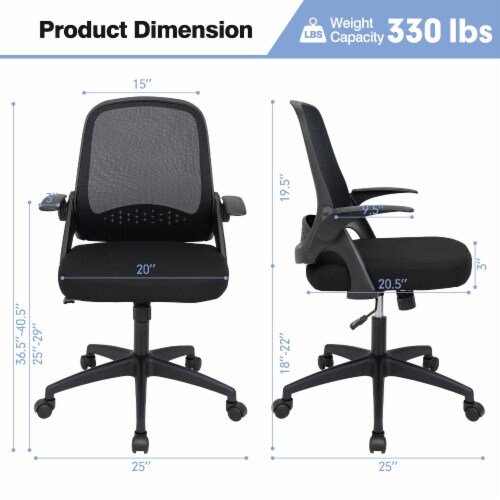 Slickblue Adjustable Mesh Office Chair Rolling Computer Desk Chair with Flip-up Armrest Perspective: bottom