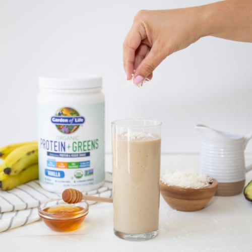Garden of Life Organic Protein & Greens 20g Vegan Protein + 6 Veggies Vanilla Powder Perspective: bottom