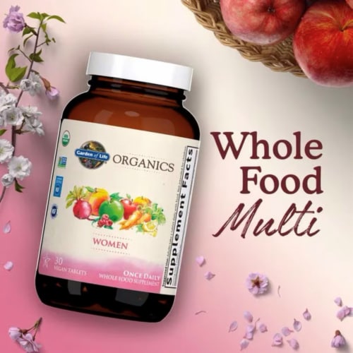 Garden of Life Organics Women's Multi, One a Day for Health, Energy, Beauty, 30 Vegan Tablets Perspective: bottom