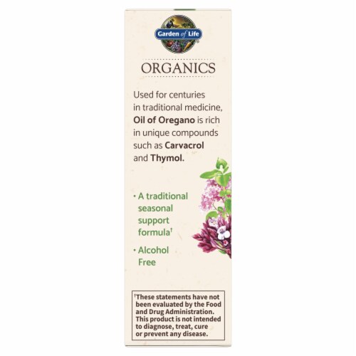 Garden of Life Organics Oil of Oregano Seasonal Drops, Organic, Alcohol Free, Liquid Perspective: bottom
