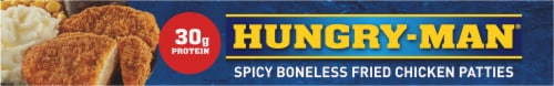 Hungry-Man Spicy Boneless Fried Chicken Patties Frozen Dinner Frozen Meal Perspective: bottom