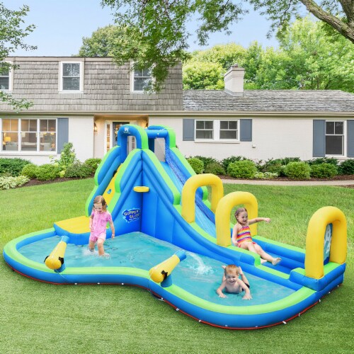 Costway Inflatable Water Slide Kids Bounce House Castle Splash Pool Without Blower Perspective: bottom