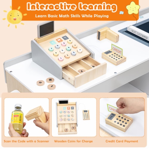Grocery Store Playset Pretend Play Supermarket Shopping Set with Shopping Cart Perspective: bottom
