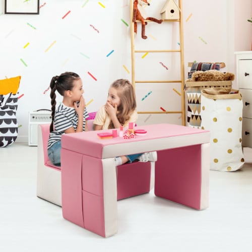 Infans Multi-functional Kids Sofa Table Chair Set 2 Seat Couch