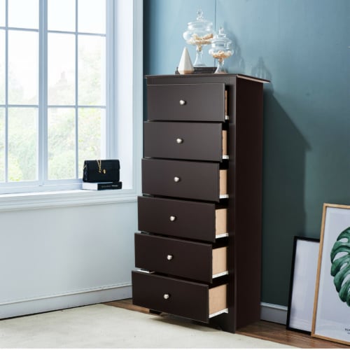 6 Drawer Chest Dresser Clothes Storage Bedroom Tall Furniture