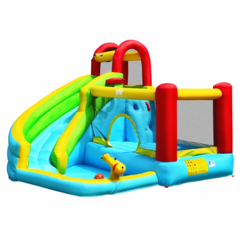 Gymax Inflatable Kids Water Slide Jumper Bounce House Splash Water Pool W/ 735W Blower Perspective: bottom