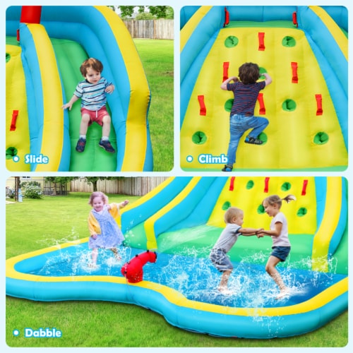 Gymax Inflatable Mighty Water Park Bouncy Splash Pool Climbing Wall w/ 735W Blower Perspective: bottom