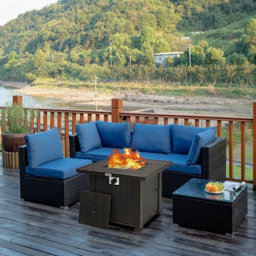 Gymax 30 Gas Fire Pit Table 50,000 BTU Square Propane Fire Pit Table W/ Cover Perspective: bottom