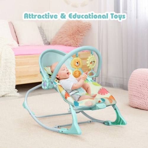 Gymax Adjustable Infant Rocker Bouncer Baby Rocking Chair Toddler w/ Awning Green Perspective: bottom