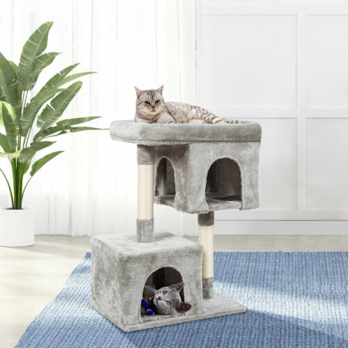 Gymax Luxury Cat Tree Cat Tower for Large Cats w Double Cozy Plush
