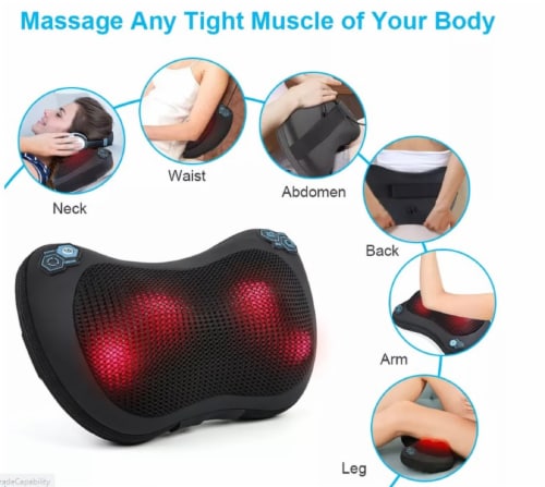 Shiatsu Neck Massager, Heat Deep Tissue Kneading Massage Pillow for Shoulder Full Body Muscle Perspective: bottom