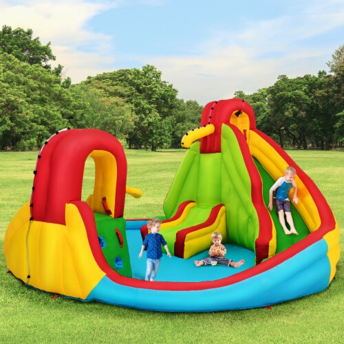 Costway Kids Inflatable Water Slide Bounce Park Splash Pool w/Water Cannon & 480W Blower Perspective: bottom
