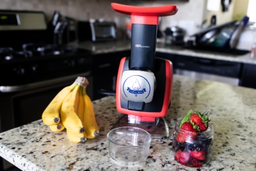 Uber Appliance Sorbet Frozen yogurt maker|soft serve fruit machine|4pc Popsicle mold included Perspective: bottom
