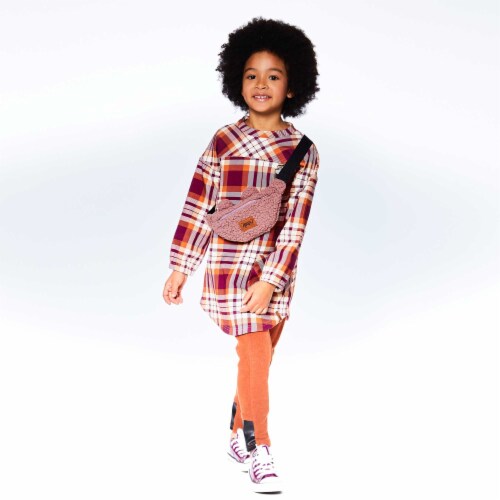 Printed Shirt Dress With Long Sleeves Perspective: bottom