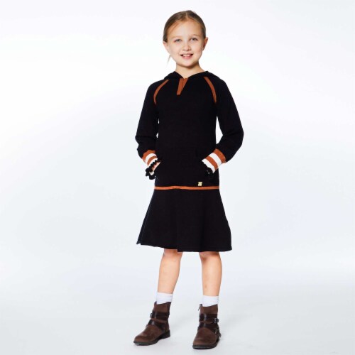 Hooded Knitted Dress With Stripes Perspective: bottom