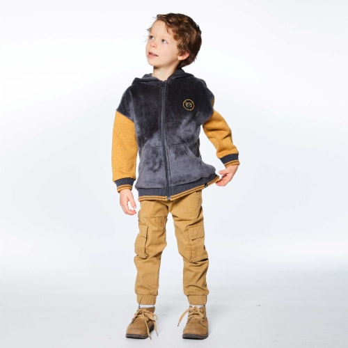 Hooded Plush Zipper Cardigan Perspective: bottom