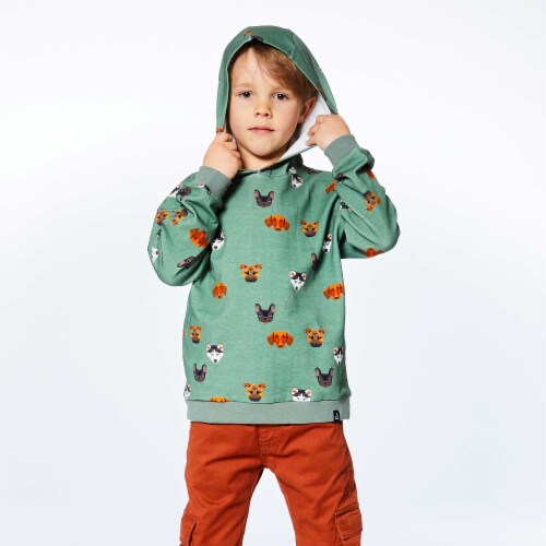Hooded Fleece Top With Printed Dogs Perspective: bottom