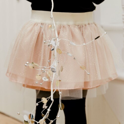 Long Sleeve Dress With Mesh Skirt Black And Beige Perspective: bottom