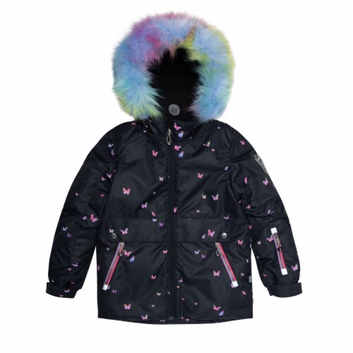 Two Piece Snowsuit Printed Butterflies And Iridescent Rainbow Print Perspective: bottom