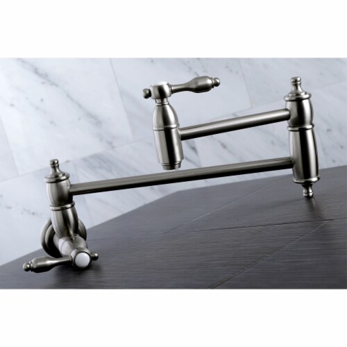 Kingston Brass KS3108TAL Tudor Wall Mount Pot Filler Kitchen Faucet, Brushed Nickel Perspective: bottom