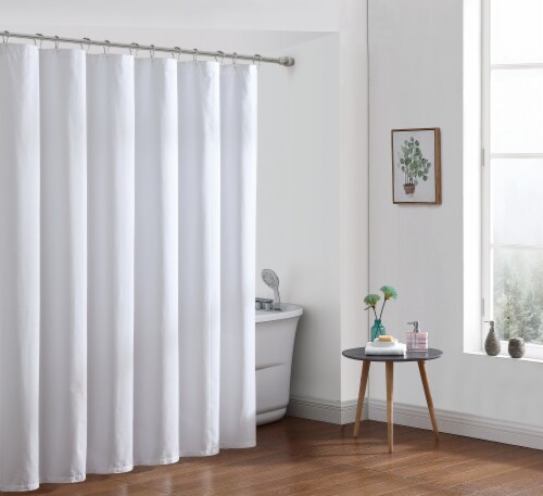 Freshee Fabric Shower Curtain - White Perspective: bottom