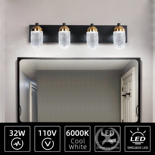 ExBrite 4 Lights Crystal Vanity Lights for Bathroom Lighting