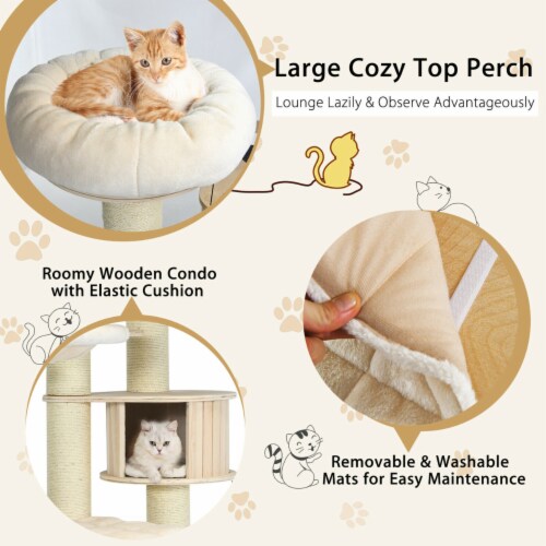 77.5'' Cat Tree Condo Multi-Level Kitten Activity Tower w/ Sisal Posts Perspective: bottom