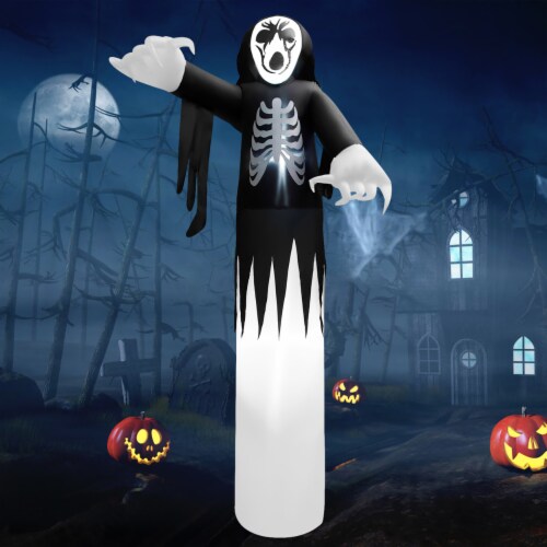 12 FT Tall Halloween Inflatable Skeleton Ghost Spooky Halloween Blow Up Backyard Decor Perspective: bottom