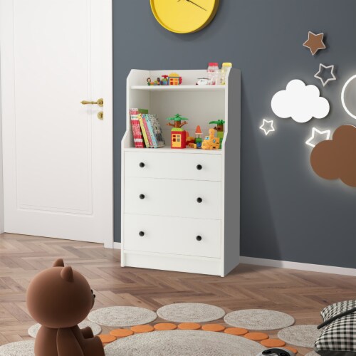 White dresser with shop open shelves